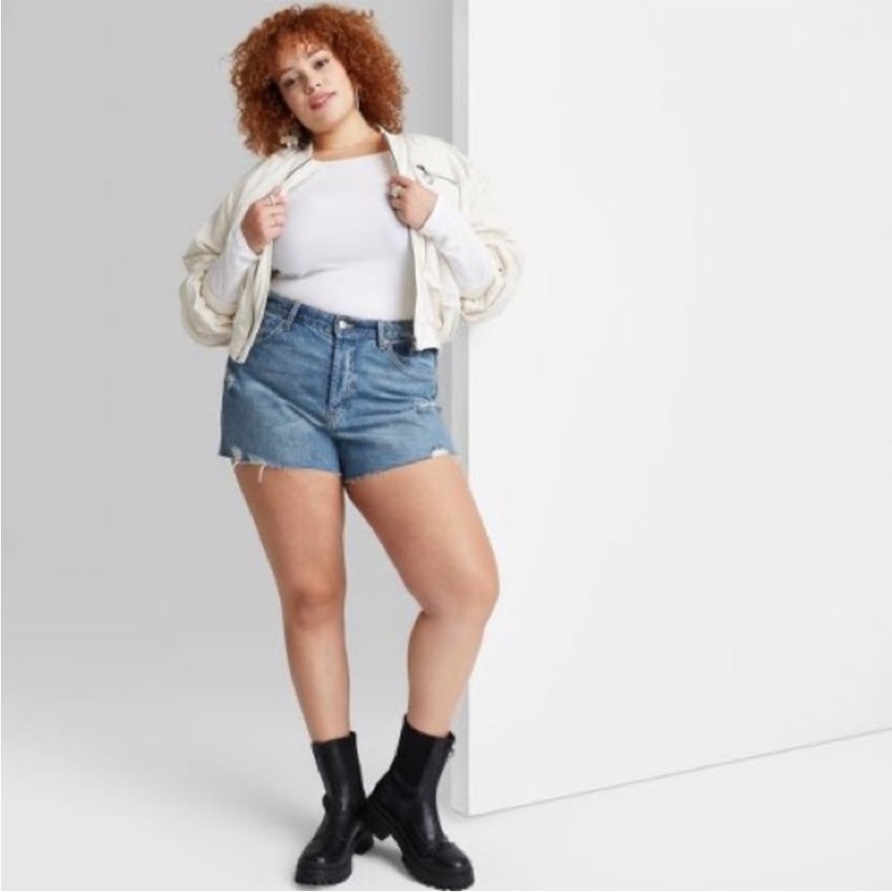Wild Fable High-Rise EasyRigid Cutoff Distressed Medium Wash Jean Shorts